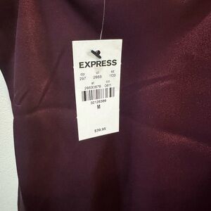 Express Cowell, neck, burgundy, satin top size medium new with tags NWT